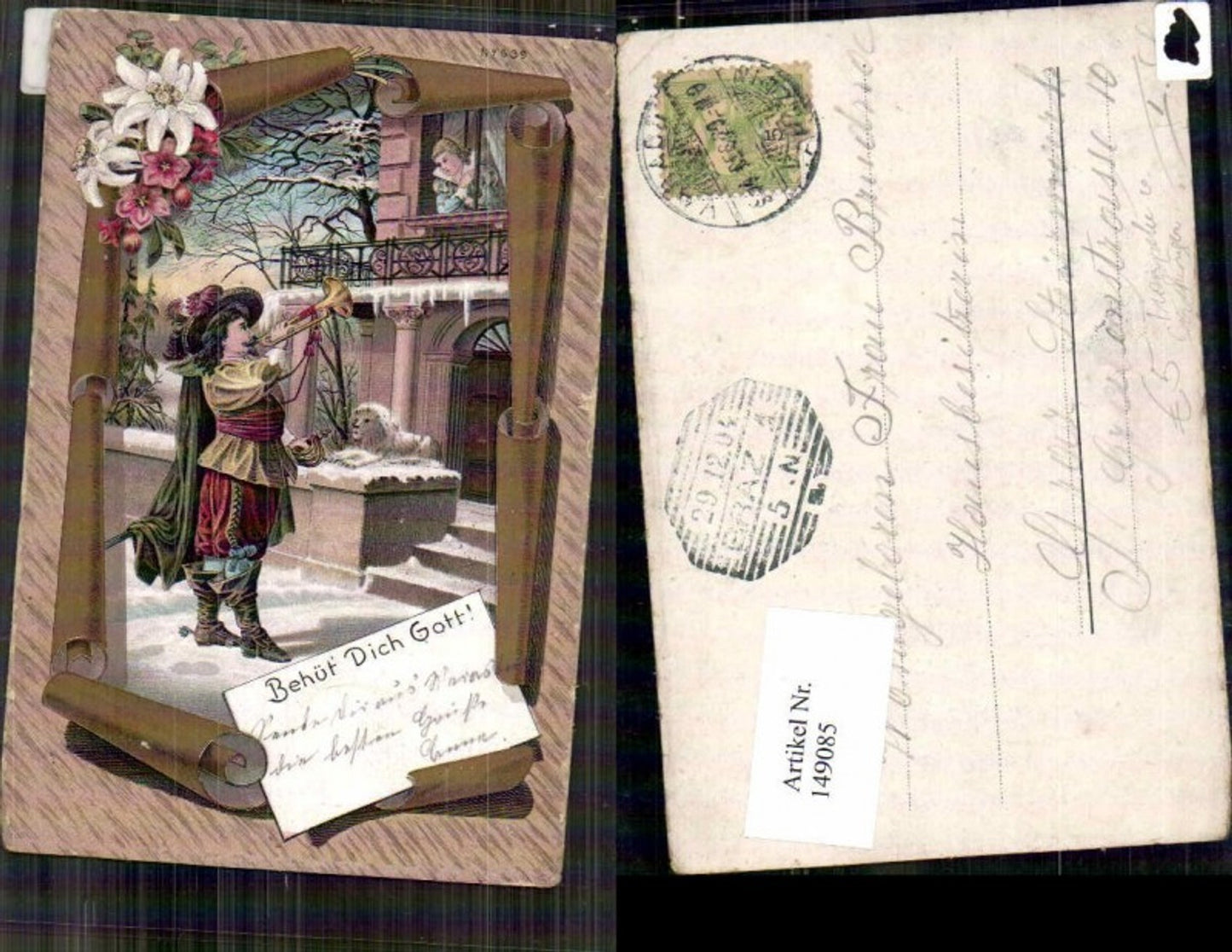 149085,Litho Trompeter von Säckingen behüt dich Gott Edelweiss