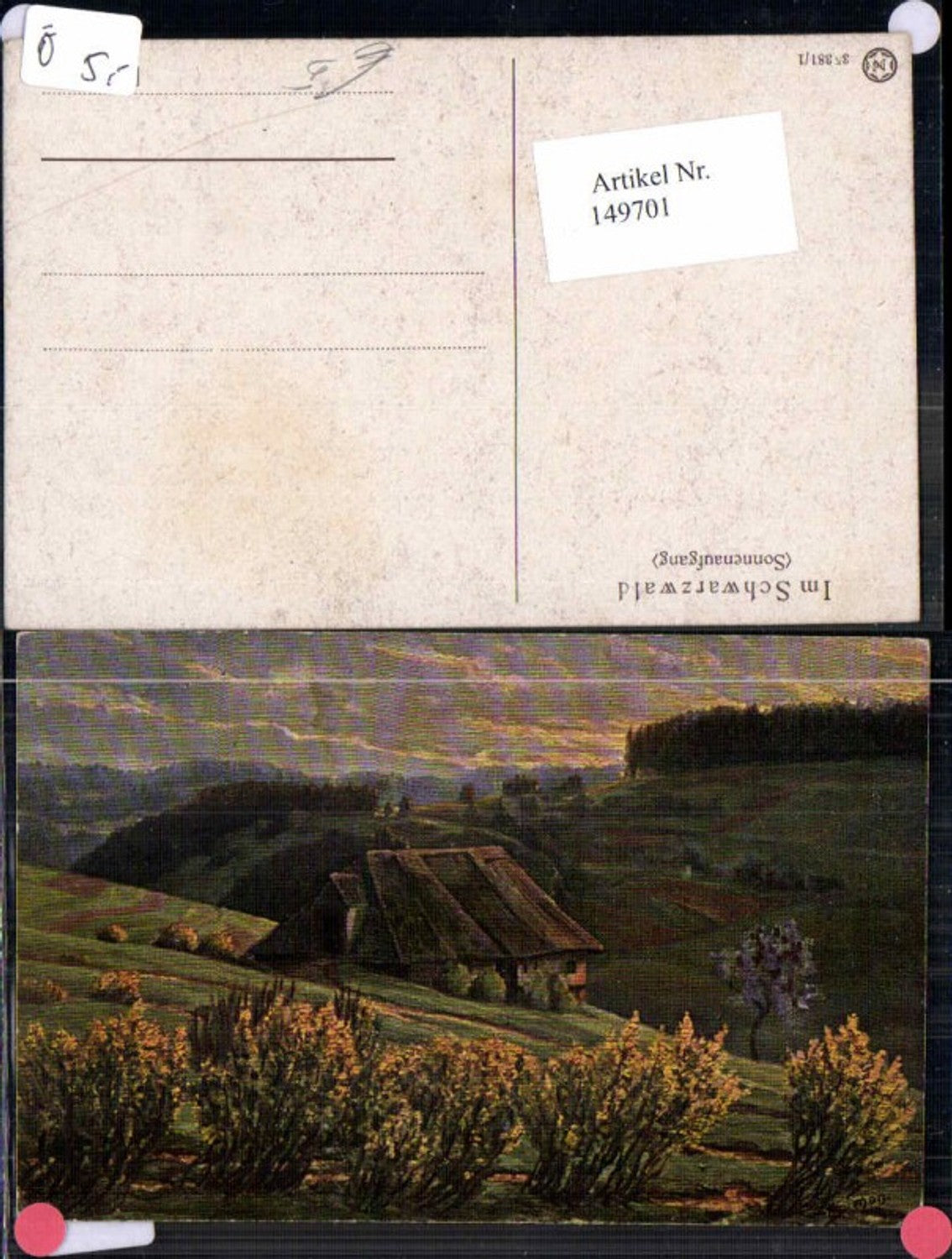 149701,Künstlerkarte H. Simon Im Schwarzwald Sonnenaufgang