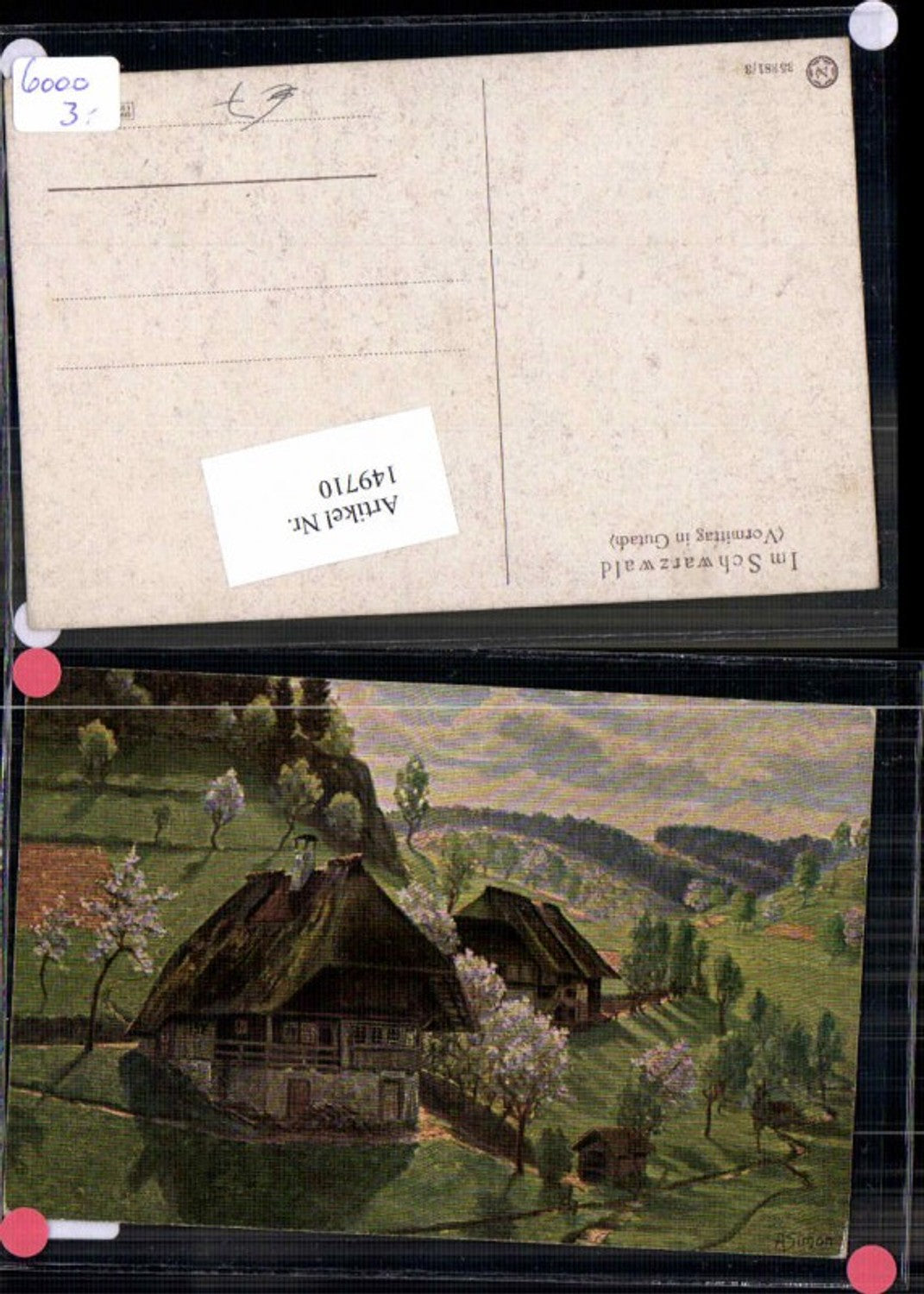 149710,Künstlerkarte Im Schwarzwald H. Simon Vormittag in Gutach
