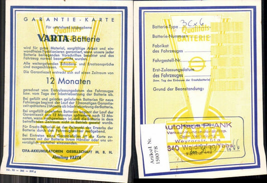 150078,Advertisement AK Advertising card Varta Batteries Waidhofen an der Ybbs