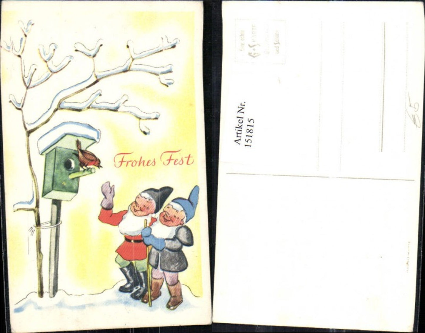 151815, Dwarfs b. Birdhouse Bird Tree in Snow
