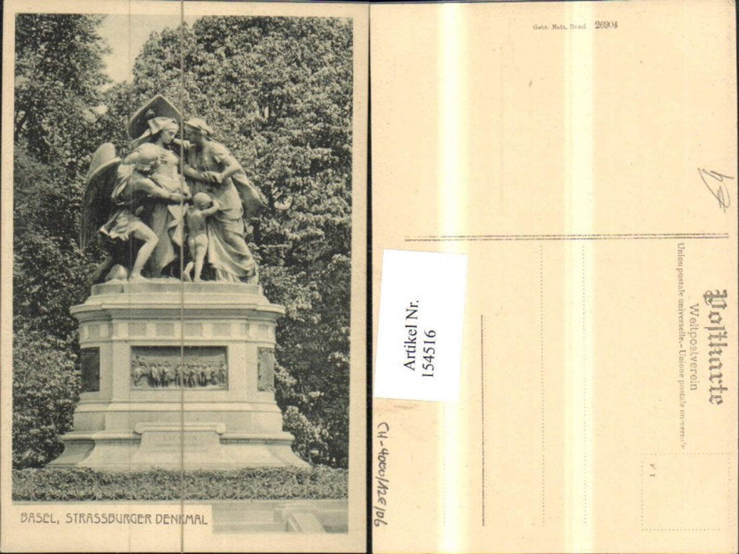 154516,Basel Strassburger Denkmal Statue Kt Basel-Stadt