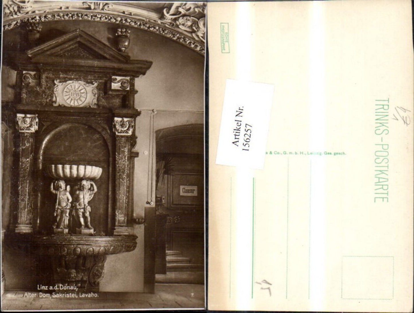156257, Linz Old Cathedral Interior view Sacristy Lavabo Fountain pub Drinks Co 7