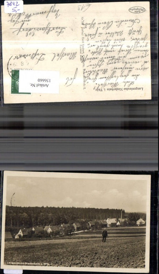156660,Langenleuba Niederhein i. Thüringen Ansicht m. Mann 1929