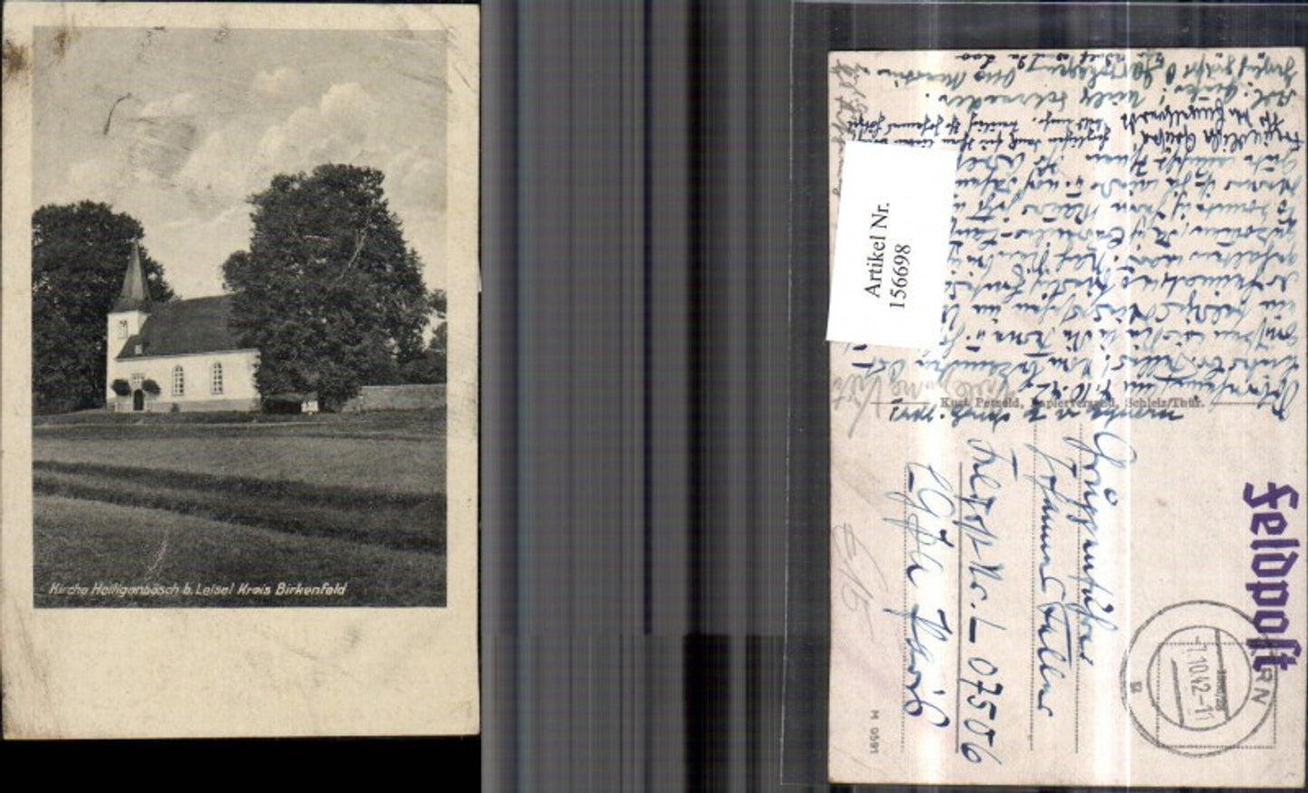 156698, Church of Heiligenbösch near Leisel 1942 Field Post