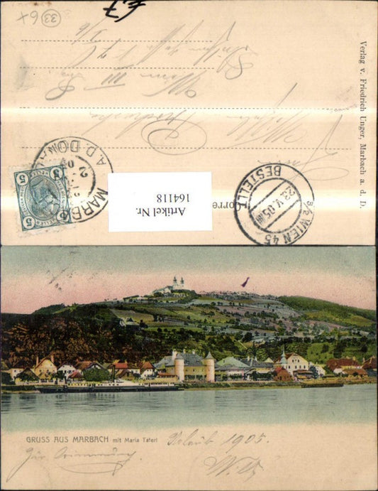 164118, Greetings from Marbach with Maria Taferl 1905