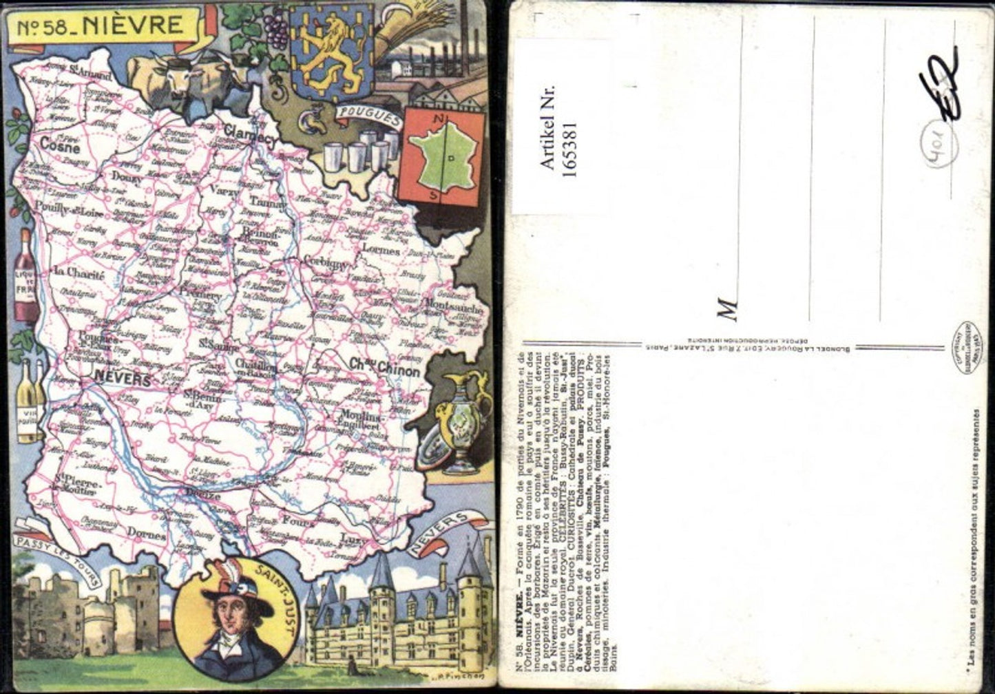 165381,Nievre Lagekarte m. Saint Just
