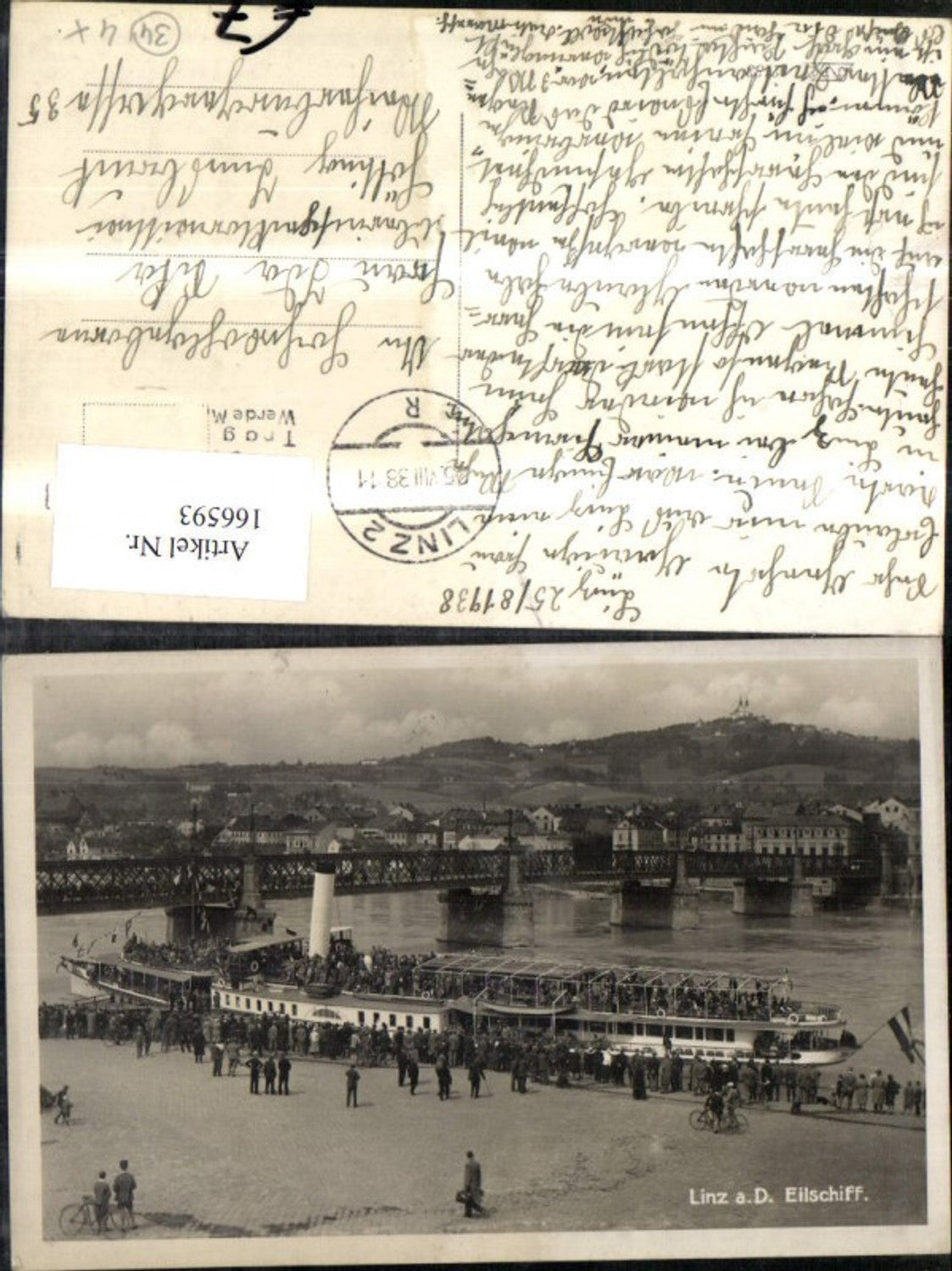 166593, Linz express ship steamer passengers 1938