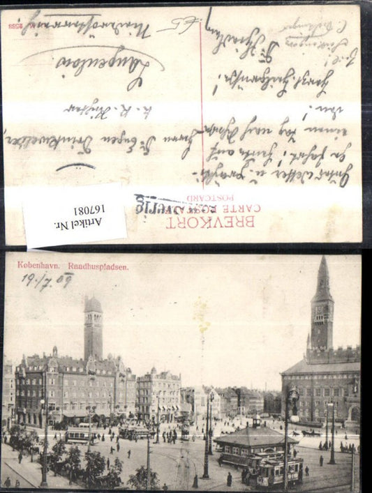 167081, Copenhagen Raadhuspladsen Tram Passengers Town Hall Square