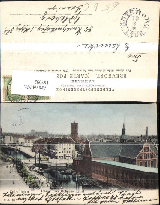 167092,Kobenhavn Copenhagen Udsigt over Holmes Canal 1905