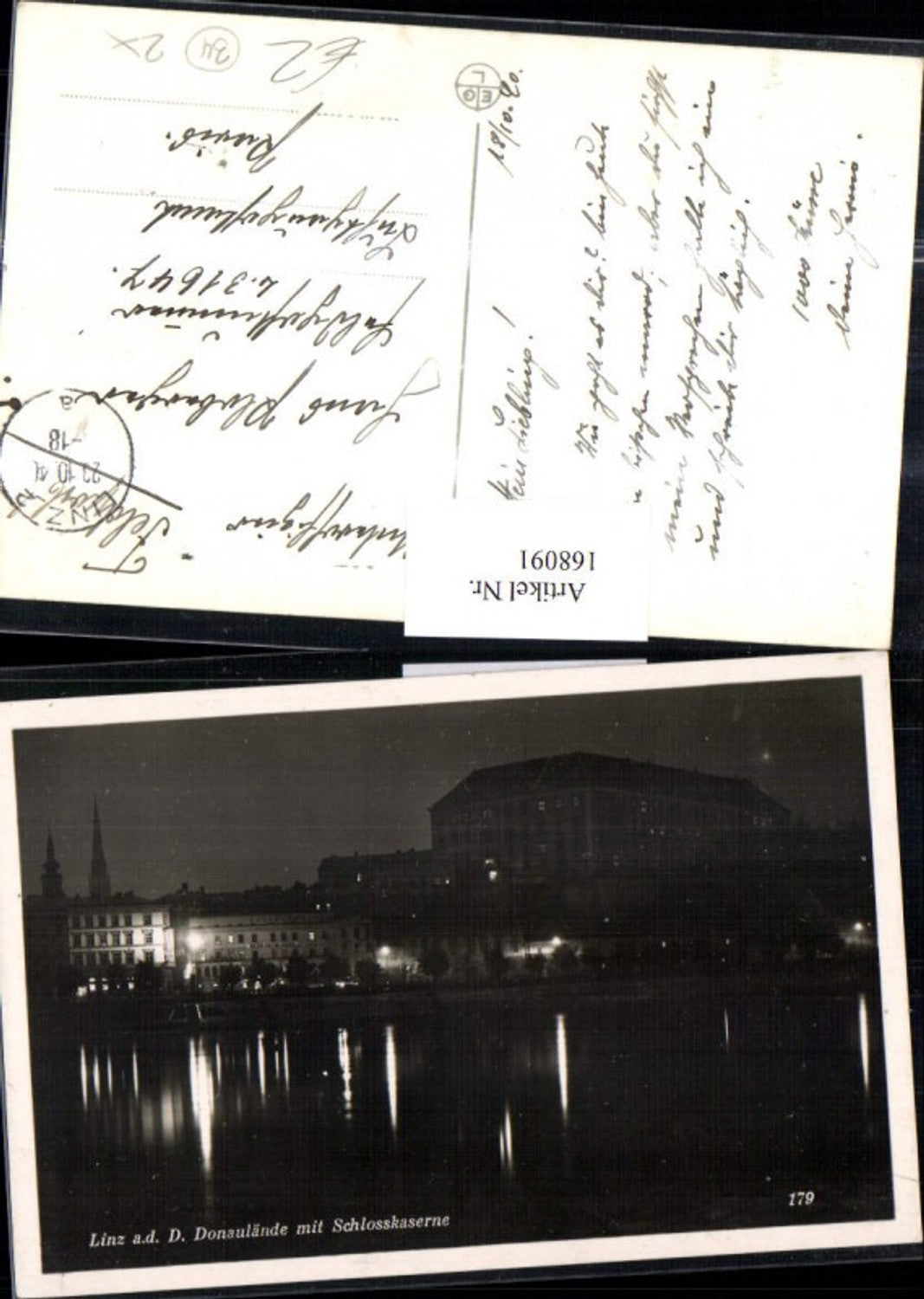 168091, Linz Danube embankment with castle barracks