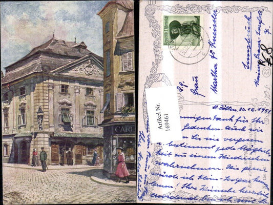 169461, St. Pölten corner of Kremser and Wienerstrasse, artist Ak, signed EF Hofecker