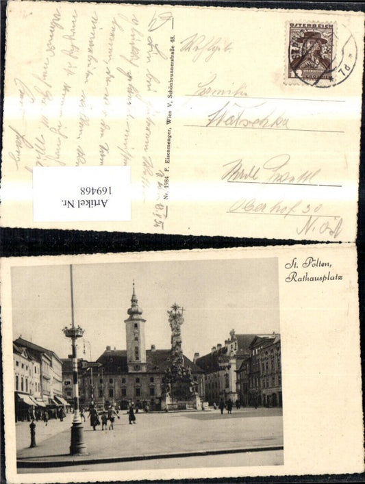 169468, St. Pölten Town Hall Square People Column Monument 1956