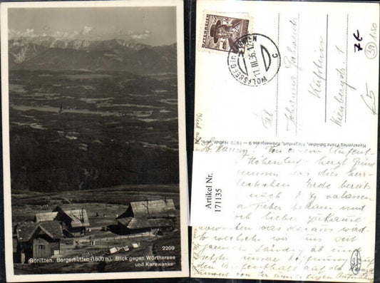 171135, Görlitzen mountain huts, view towards Lake Wörthersee and the Karawanken mountains