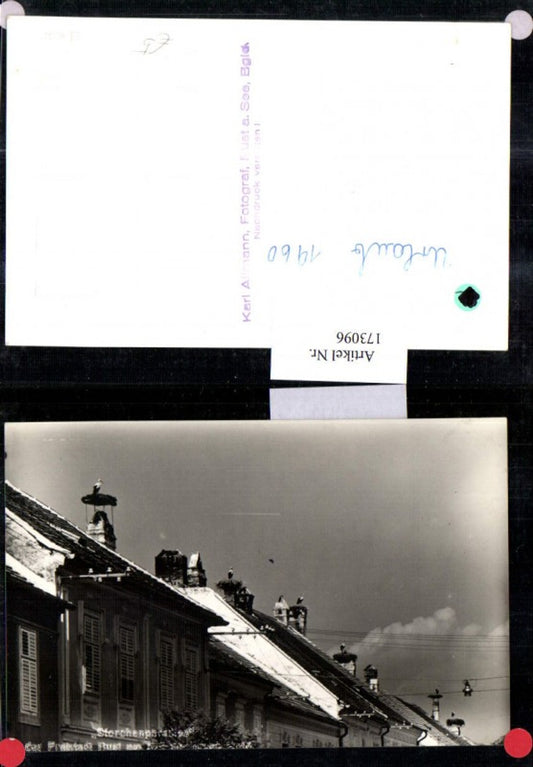173096, Freistadt Rust am Neusiedlersee Storks Stork Stork's nest Town view Multi-view map 