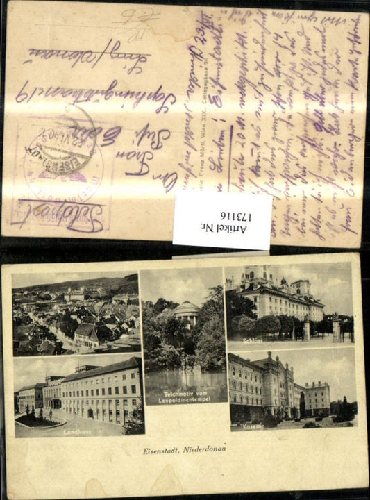 173116,Eisenstadt Schloss Kaserne Landhaus Teichmotiv Ortsansicht Mehrbildkarte Feldpost