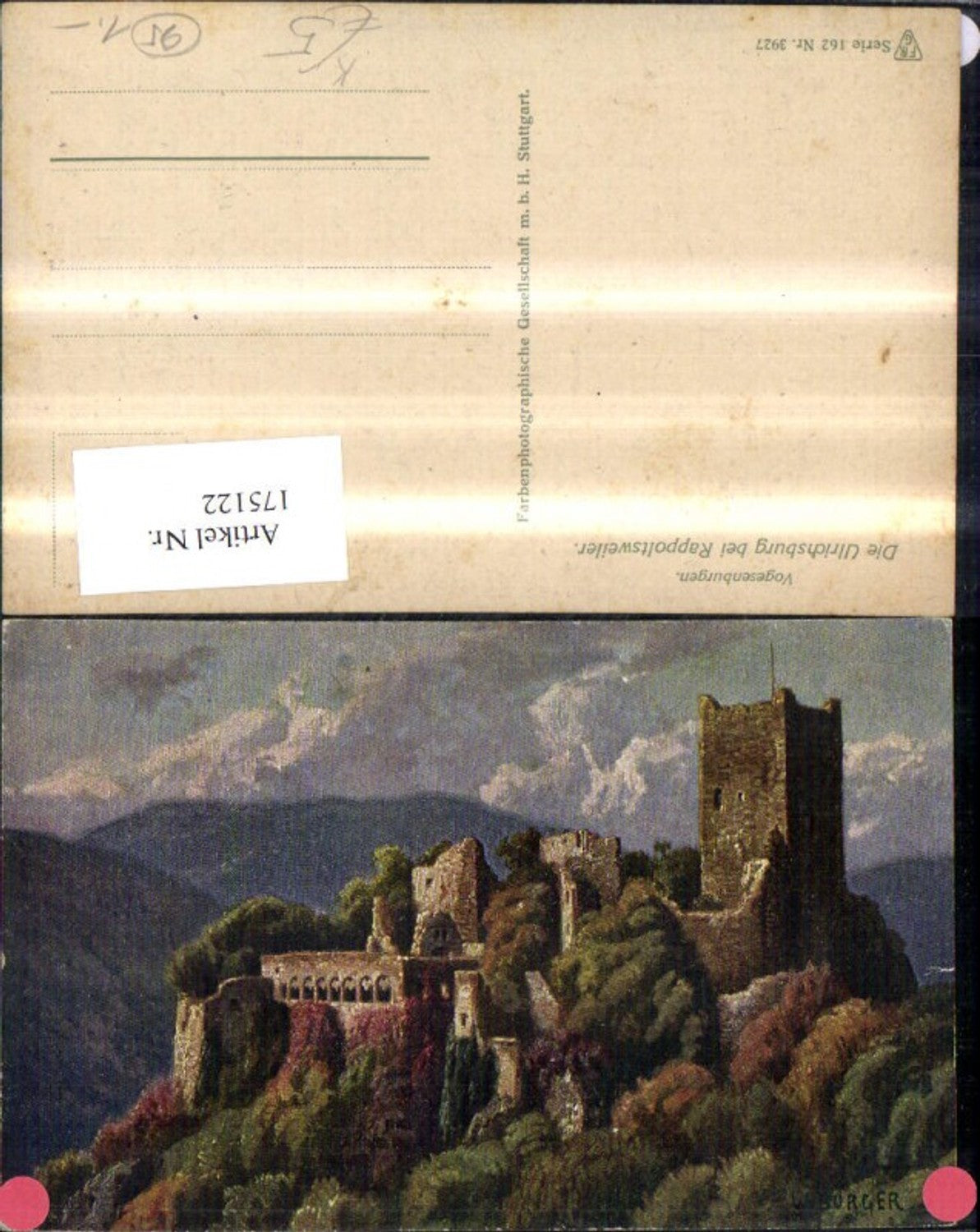 175122,Künstler Ak W. Bürger Ulrichsburg b. Rappoltsweiler
