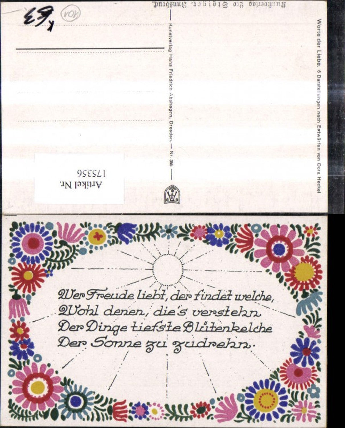 175356,Dora Heckel Worte der Liebe Künstler pub Hans Friedrich