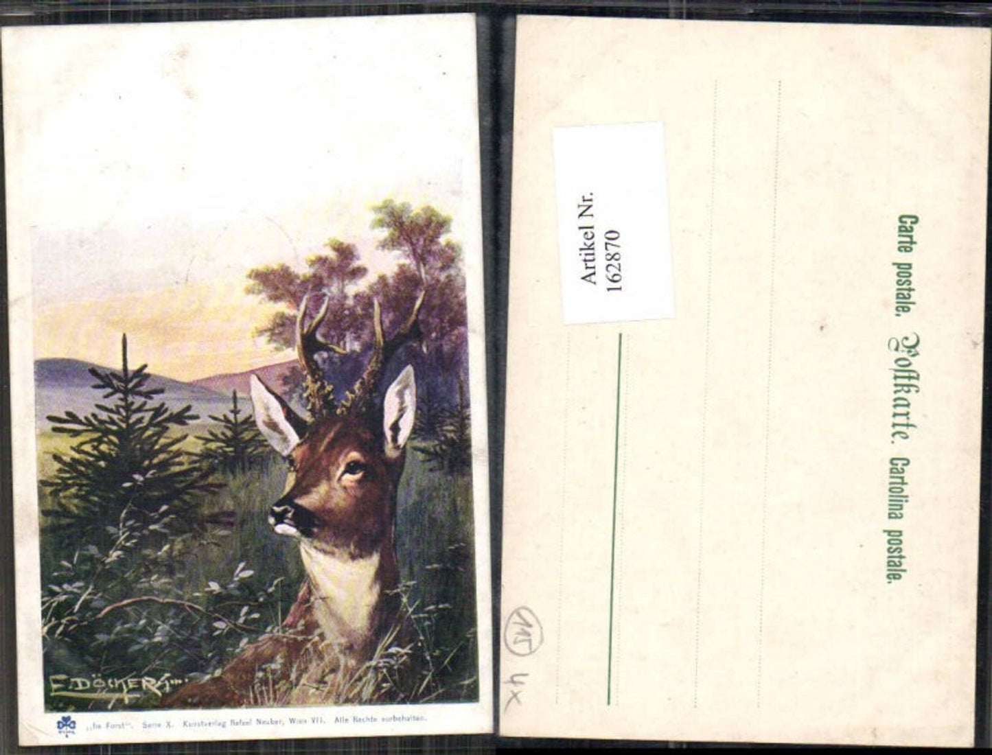 162870, Artist AK E. Döcker Jr. In the Forest Ser. 10 Hunting Deer Game