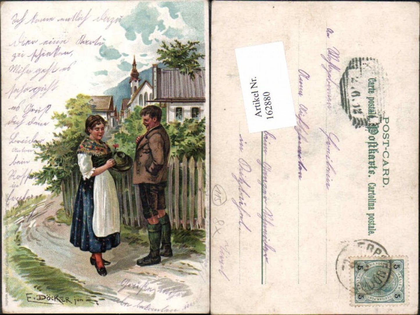 162880, Artist AK E. Döcker Jr. Ser 16 Song of Love Lithograph