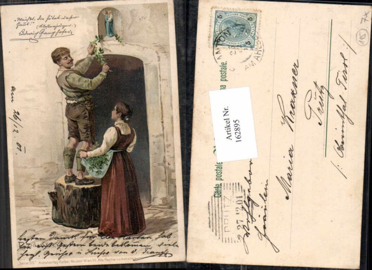 162895, Artist AK E. Döcker jun. Ser 33 Litho Man Woman
