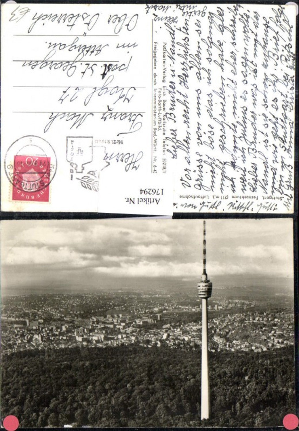 176294, Stuttgart TV tower aerial view