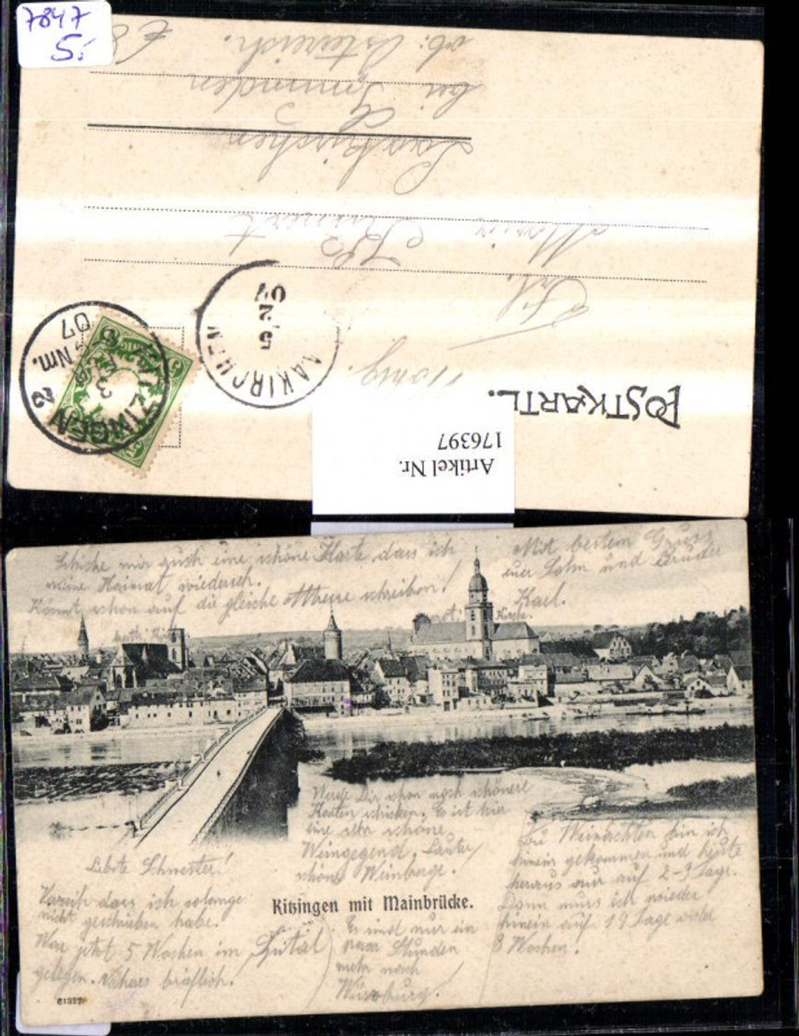 176397,Kitzingen m. Mainbrücke Teilansicht Brücke