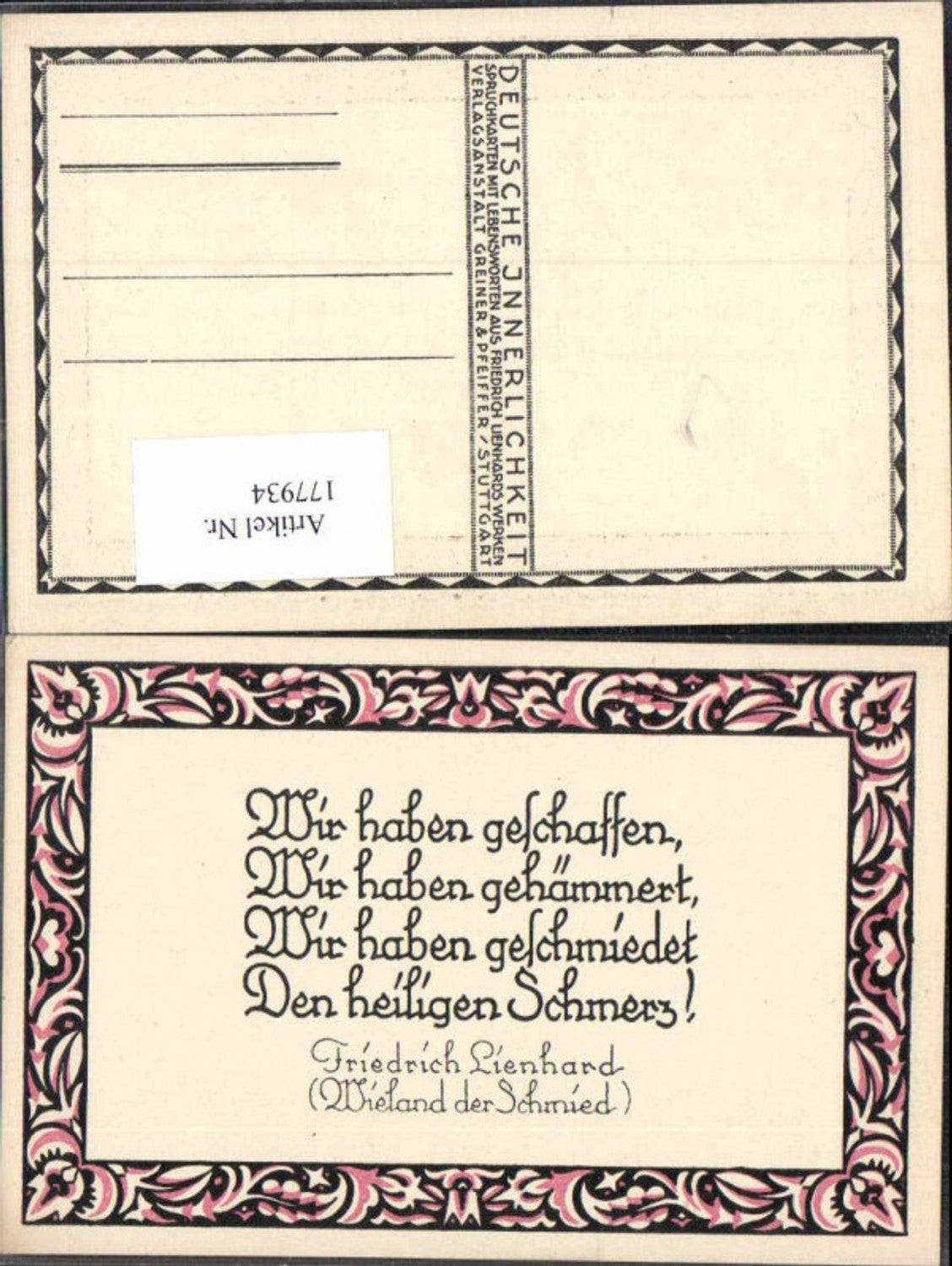 177934,Künstler AK Friedrich Lienhard Thüringen Sprüche