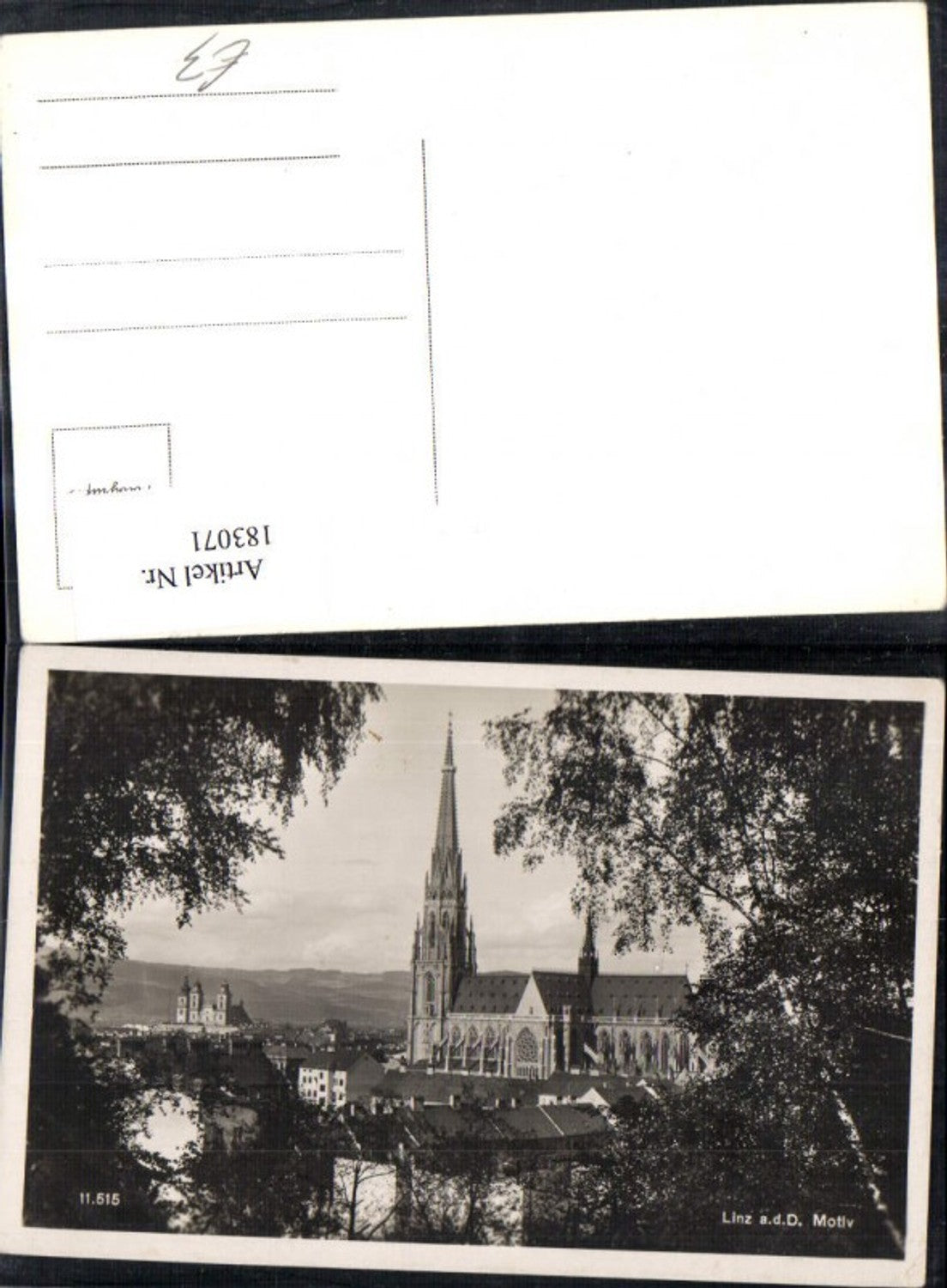 183071, Linz Motif: Town view, church