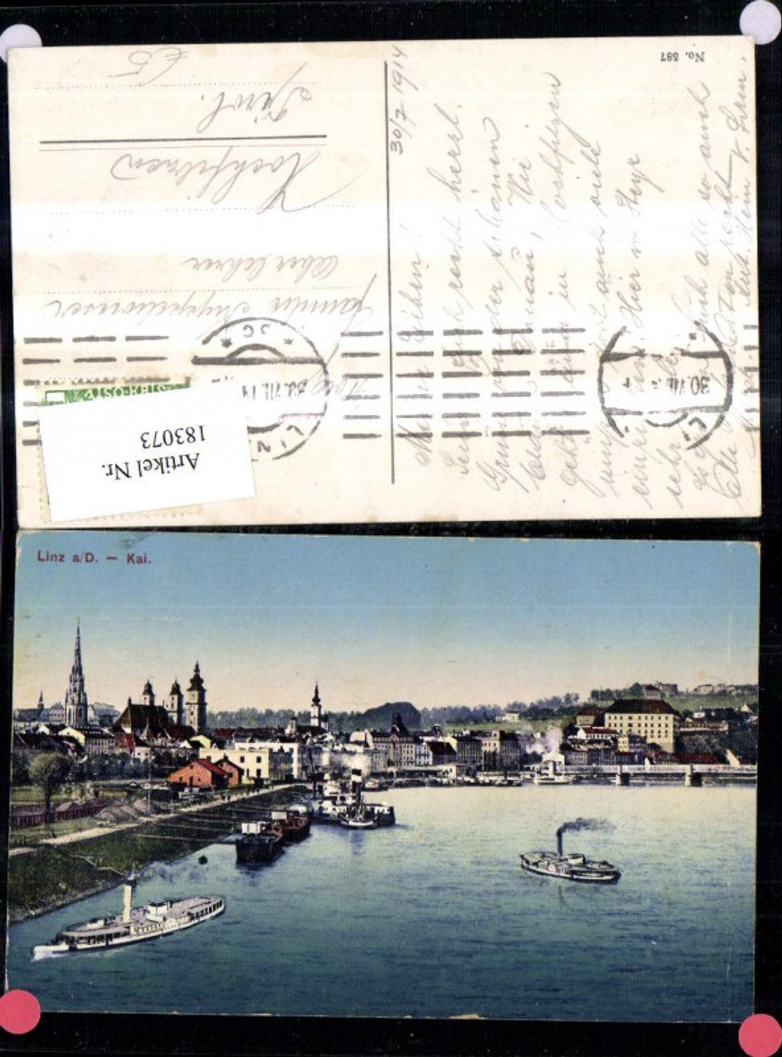 183073, Linz Kai, view of the town, steamship