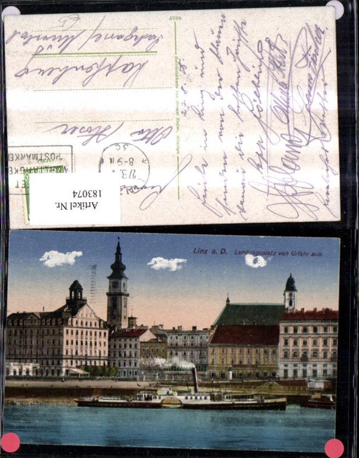 183074, Linz Landing Place near Urfahr from a local view, steamship