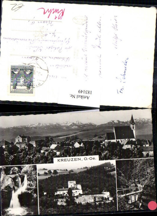 183149, Bad Kreuzen Total Waterfall Castle Multi-view postcard