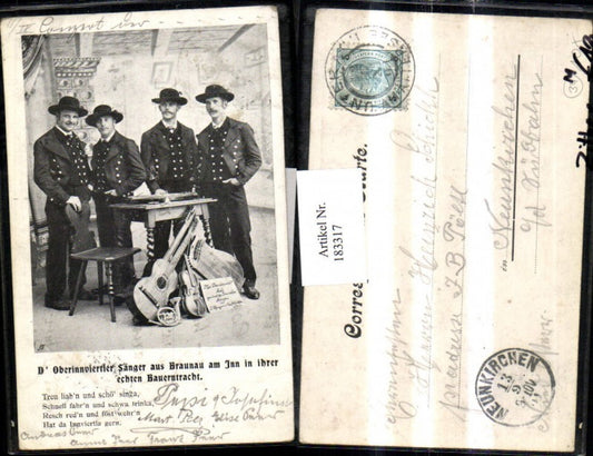 183317, Braunau am Inn, Upper Innviertel, Singers in traditional dress, group photo, zither, guitar, violin, horn