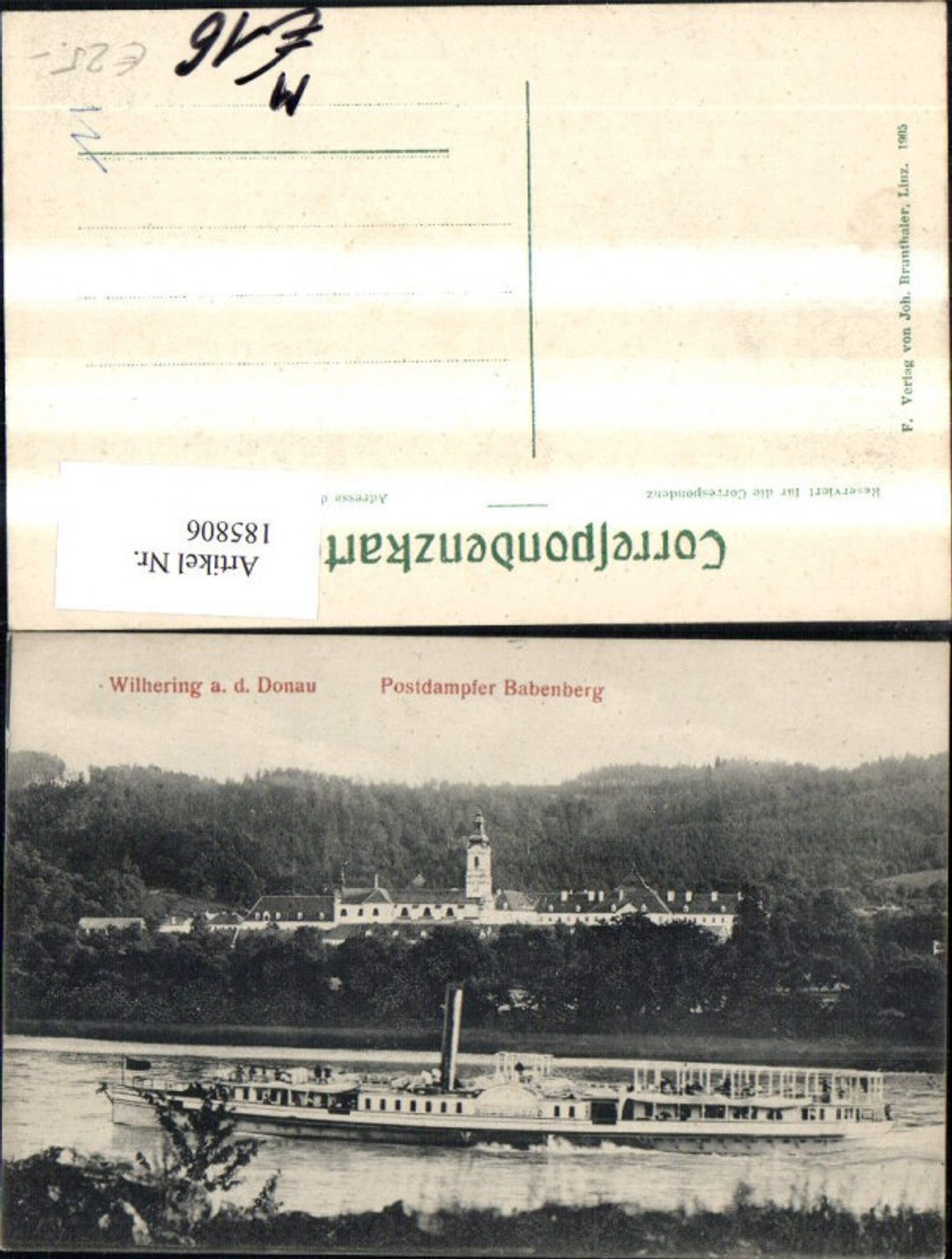 185806, Wilhering ad Donau mail steamer Babenberg ship