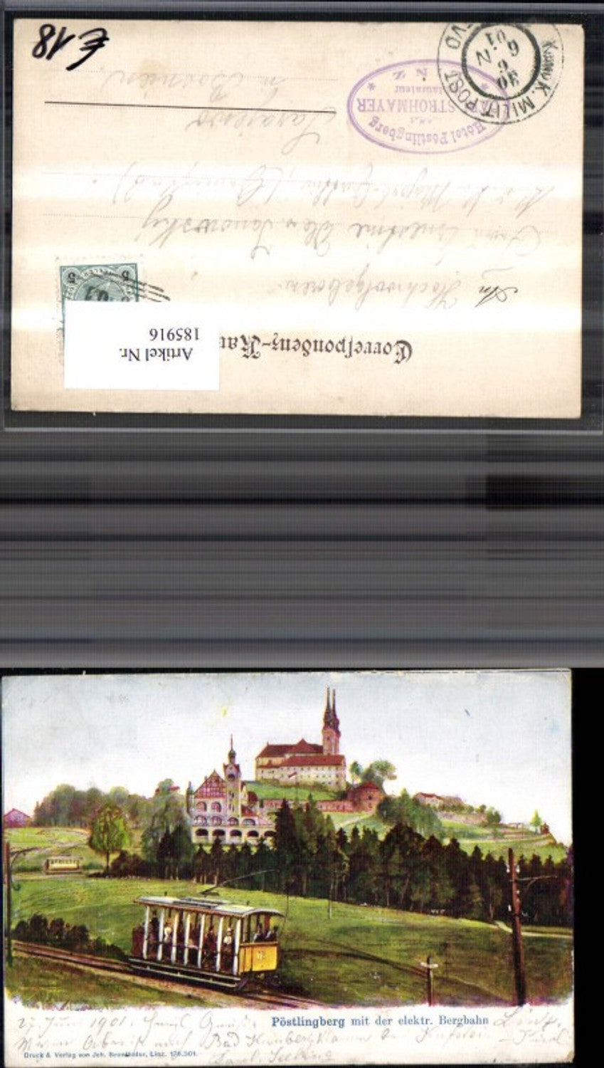 185916, Linz on the Danube Pöstlingberg and Electric Railway Mountain Railway Narrow Gauge Railway