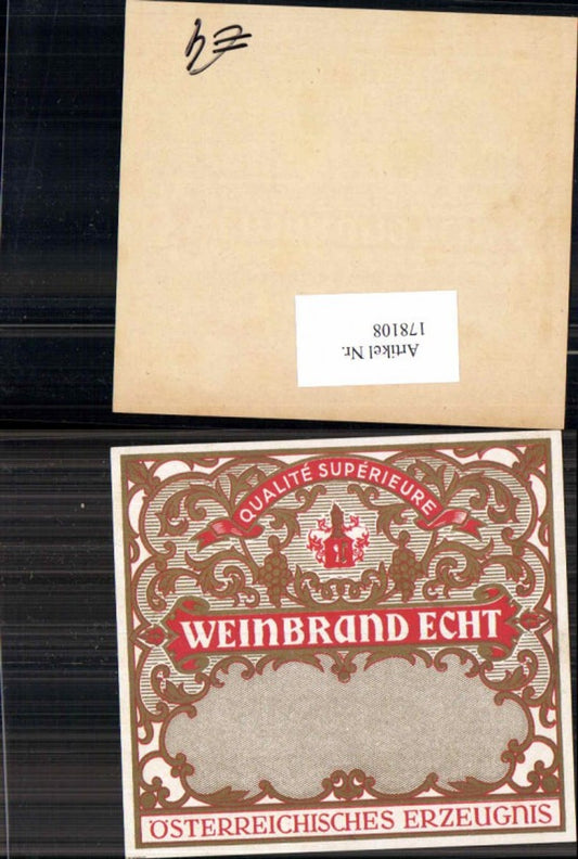 178108, Advertisement German Brandy Camis &amp; Stock Linz