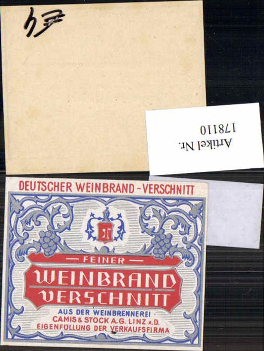178110, Advertisement German Brandy Camis &amp; Stock Linz