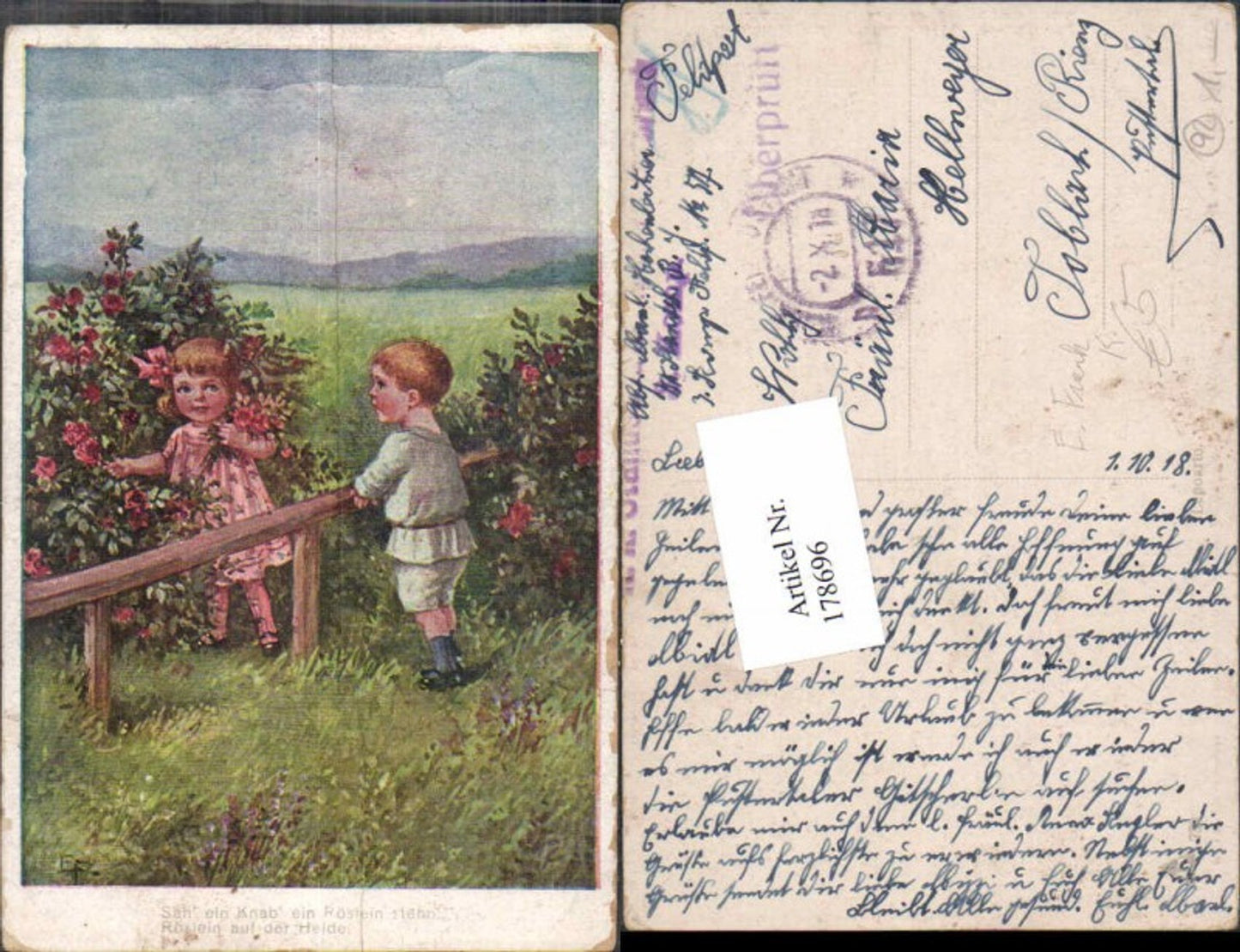 178696,Künstler AK Elly Frank Kinder Blumen