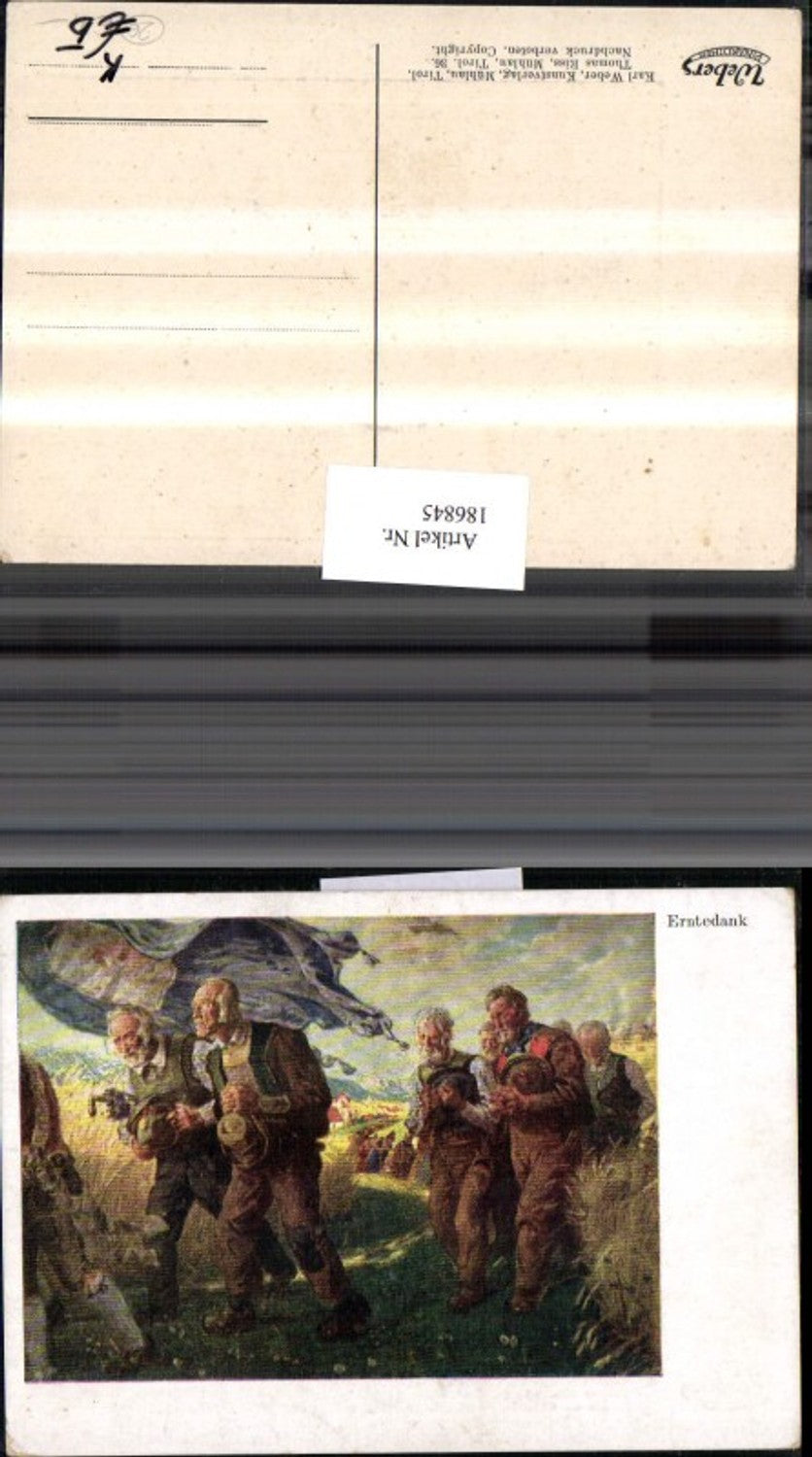 186845,Künstler AK Riss Meran Erntedank Leute alte Männer m. Hut