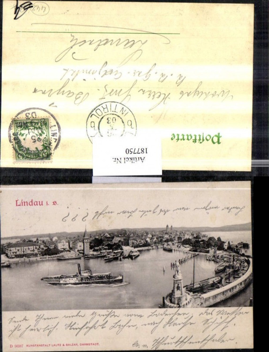 187750,Lindau i. Bodensee Teilansicht Hafeneinfahrt Dampfschiff