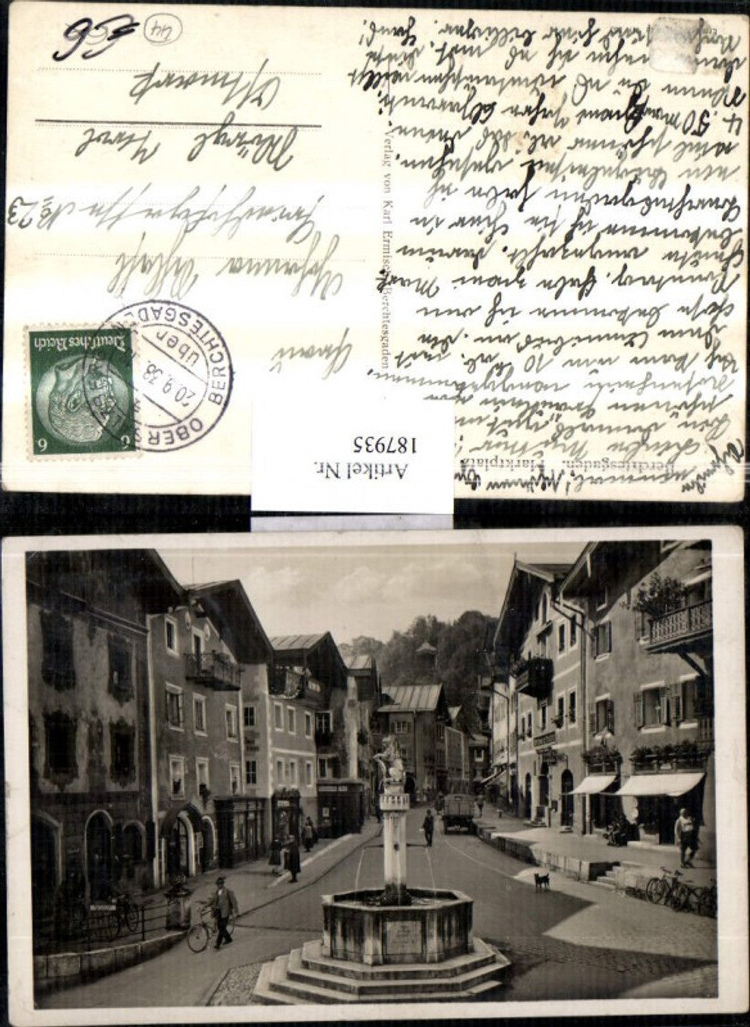 187935,Berchtesgaden Marktplatz Brunnen Straßenansicht