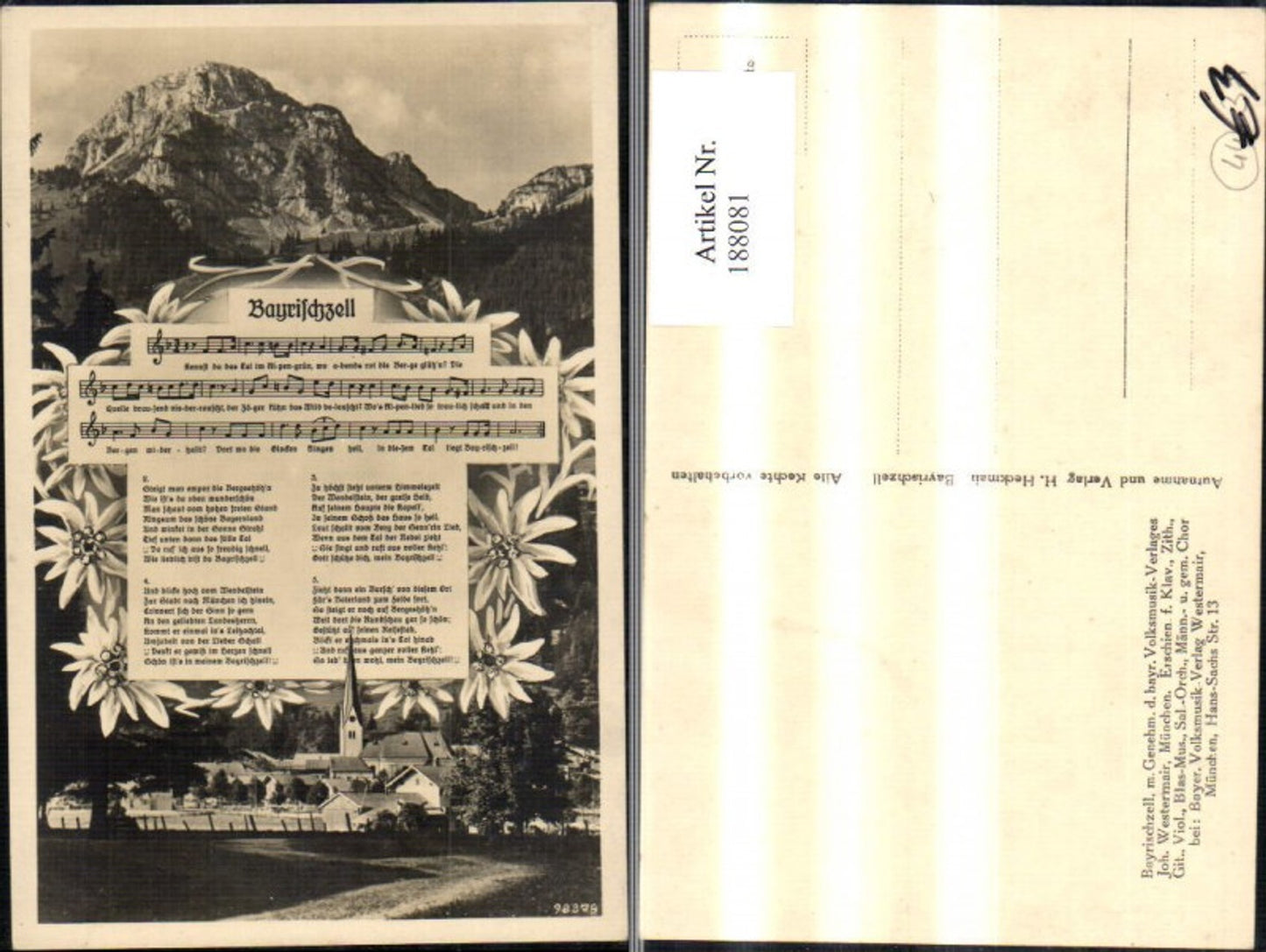 188081,Bayrischzell Liedtext Noten Ansicht Edelweiß