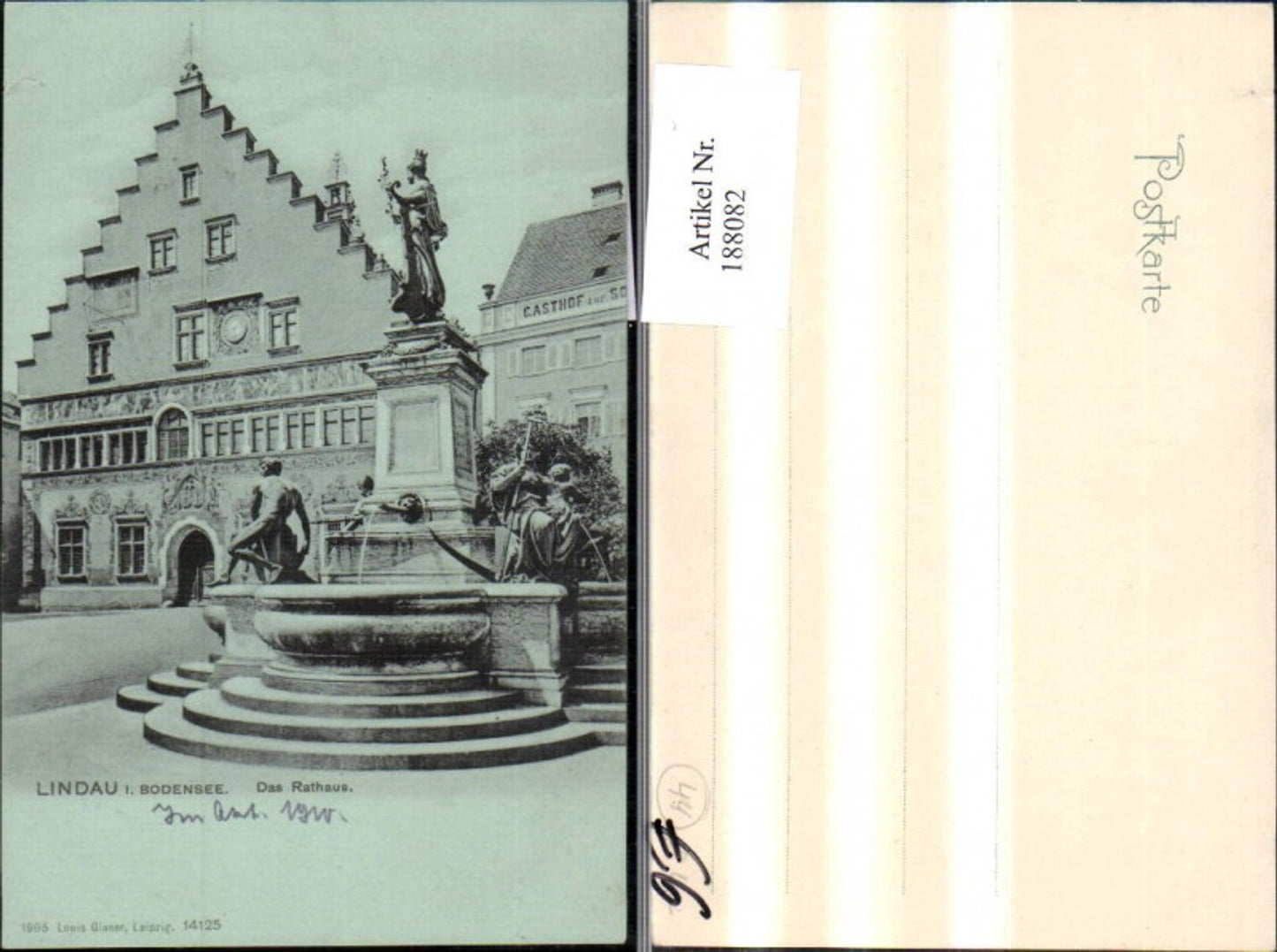 188082,Lindau i. Bodensee Das Rathaus Brunnen