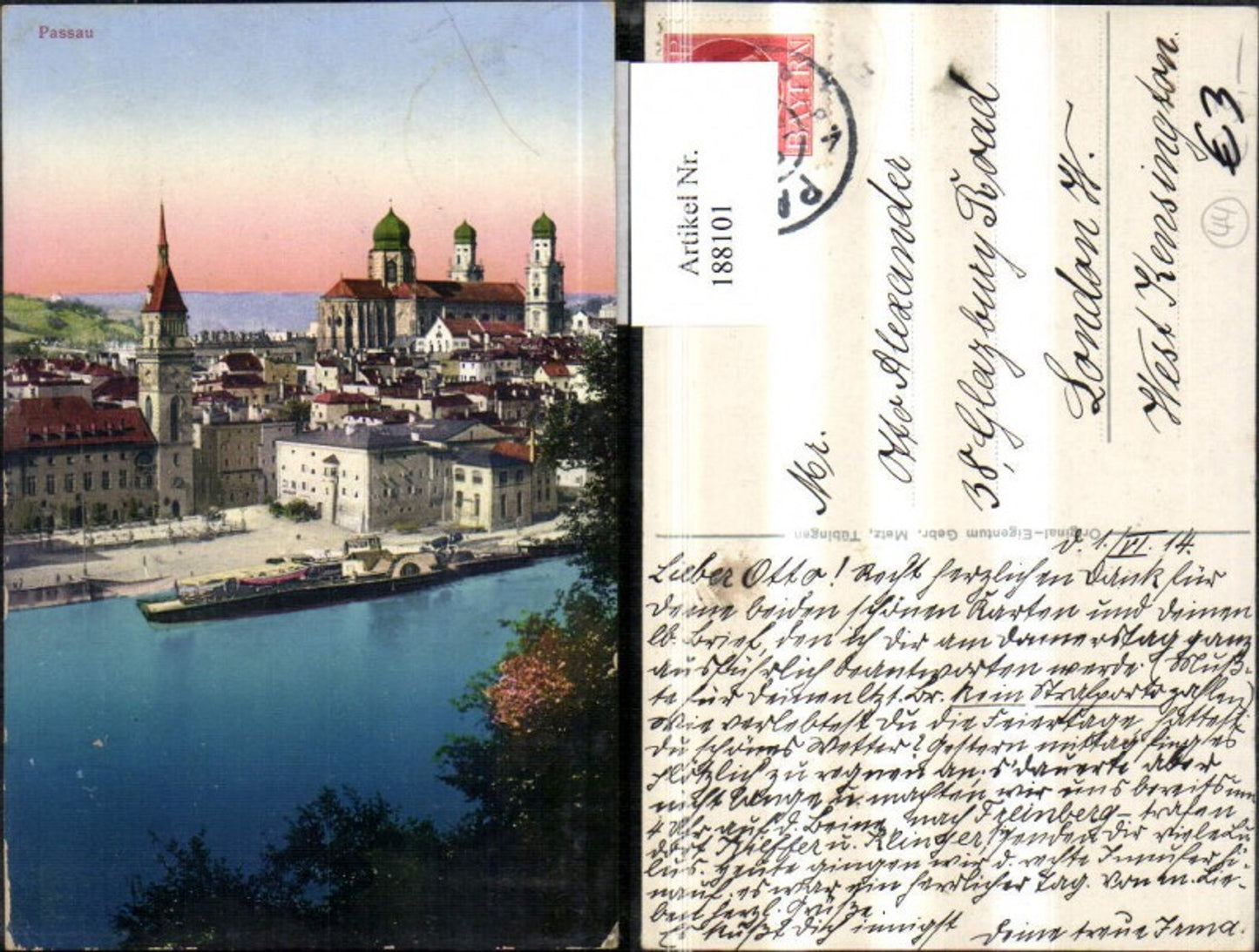 188101,Passau Teilansicht m. Schiff Dampfer