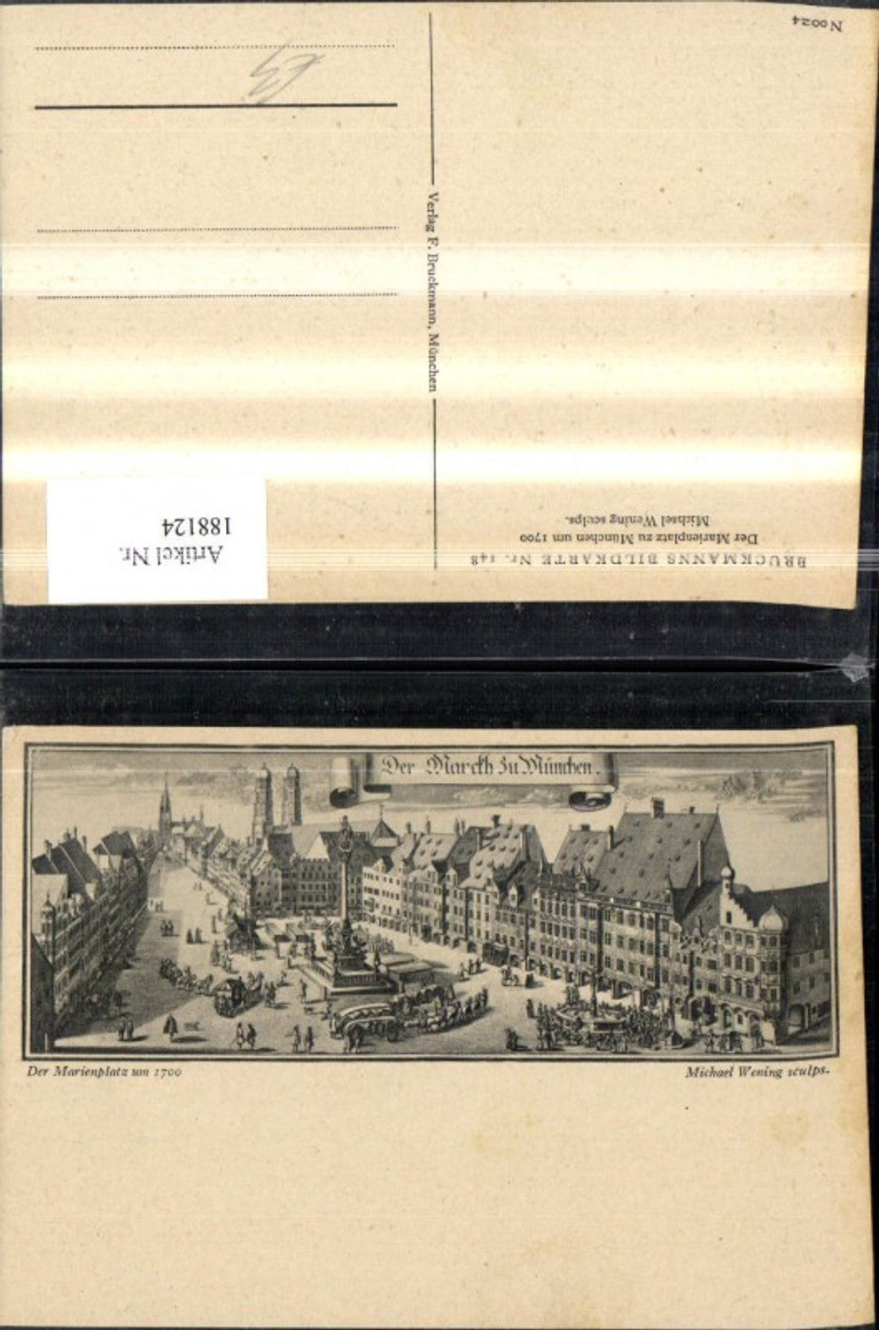 188124,München Marienplatz Bleistiftzeichnung v. Michael Wening