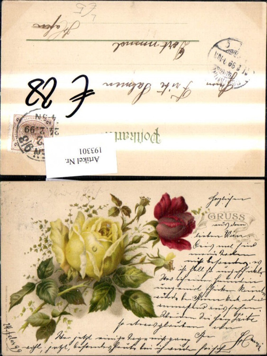 193301,Künstler Litho Rosen Rose