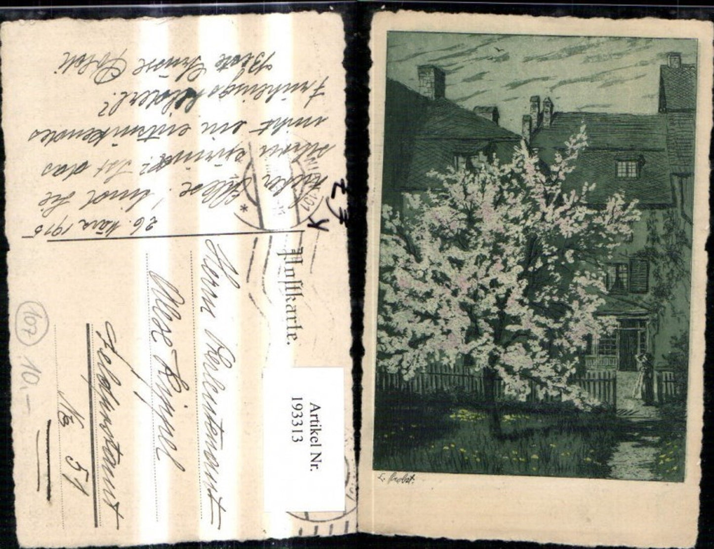 193313,Künstler Ak L. Probst Haus Baum
