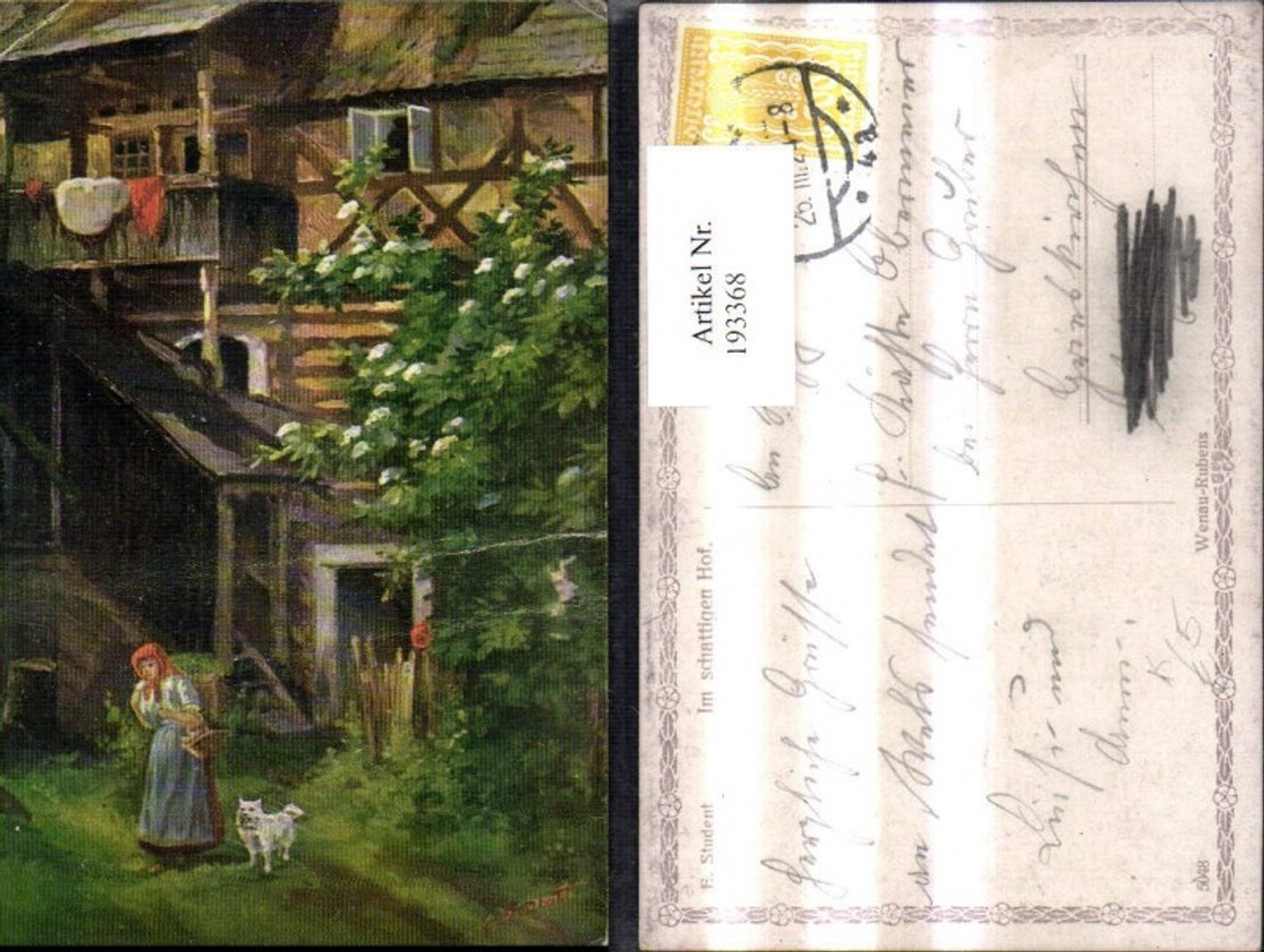 193368,Künstler Ak E. Student Im schattigen Hof