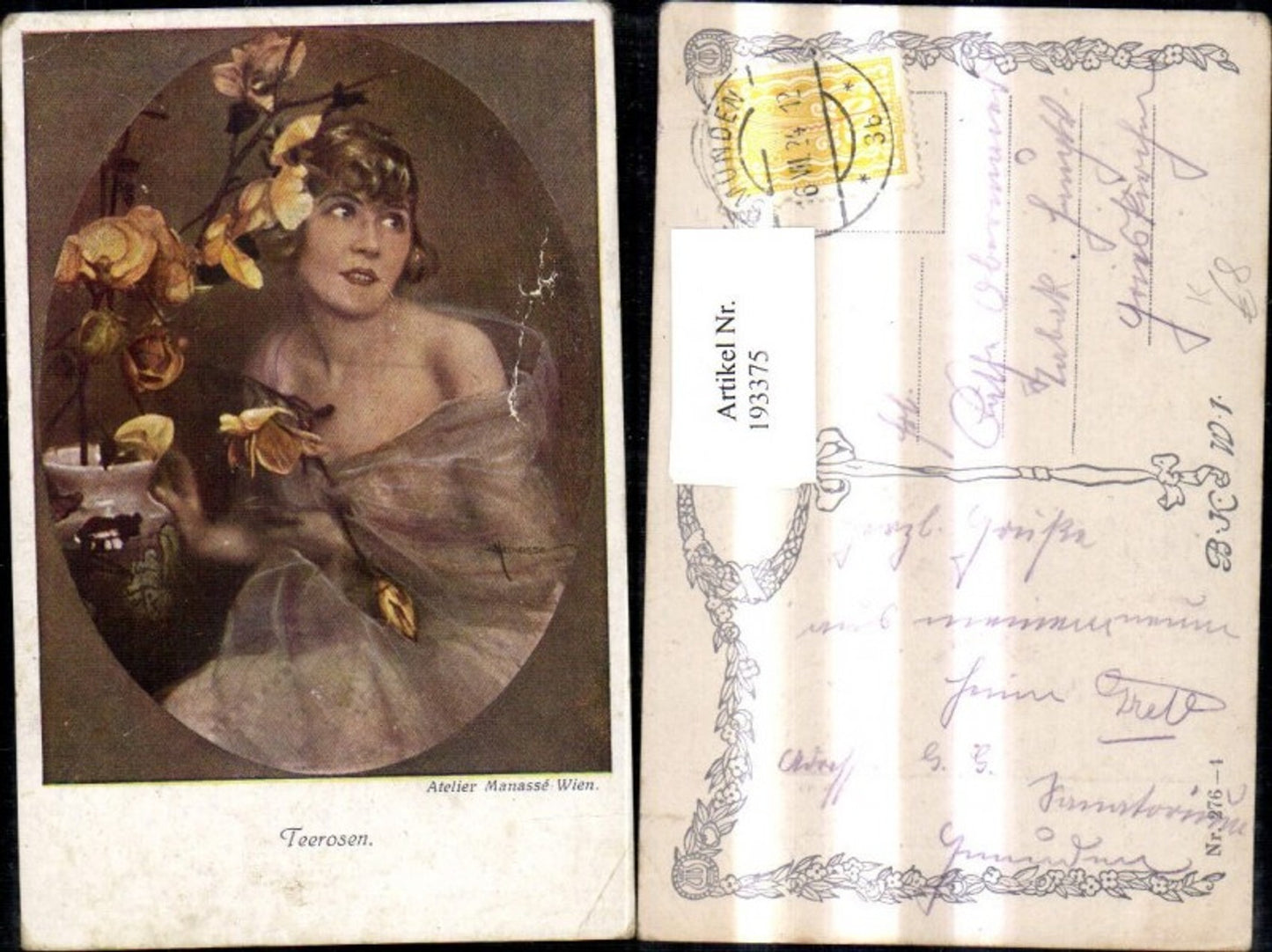 193375,Künstler Ak Atelier Manasse Teerosen