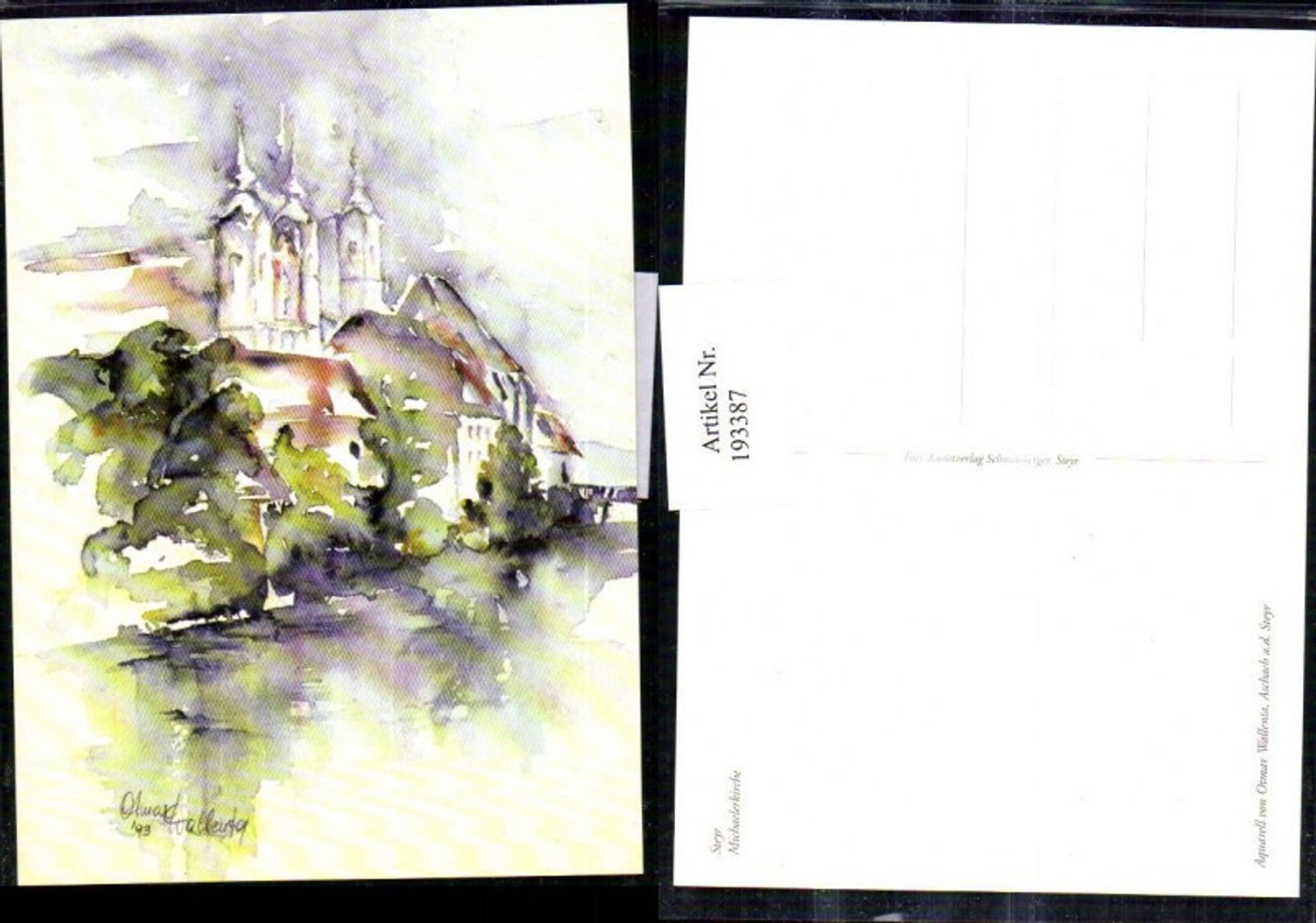 193387,Künstler AK Ottmar Wallenta Steyr Michaelerkirche Kirche
